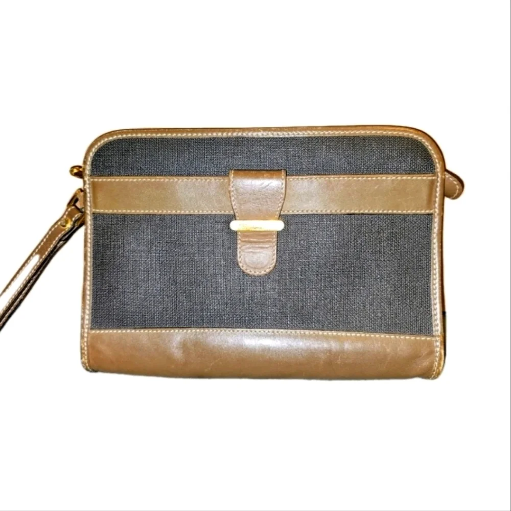 Men's Dunhill Black and Brown Leather Travel Bag
